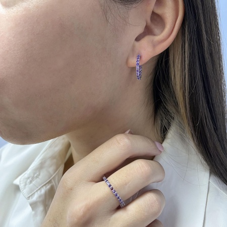 Купить оптом серьги из серебра с аметистами 2340061315 от Krasnoe