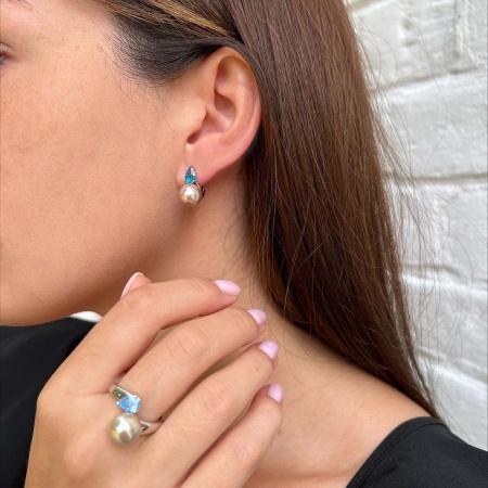 Купить оптом серьги из серебра с жемчугами и фианитами 2340241396-1-21 от Krasnoe