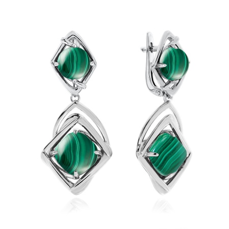 Купить оптом серьги из серебра с малахитами 2340380950 от Krasnoe