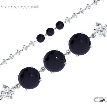 Купить оптом браслет из серебра с агатами и фианитами 4340392508-19-20 от Krasnoe