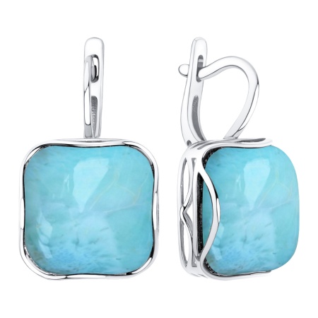 Купить оптом серьги из серебра с ларимарами 2340Л15134 от Krasnoe