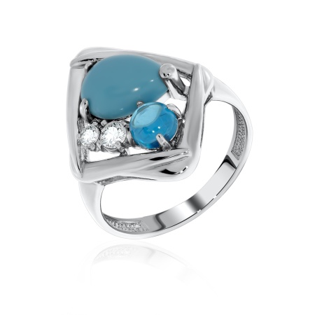 Купить оптом кольцо из серебра с бирюзой и фианитами 1340270951 от Krasnoe