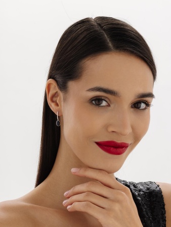 Купить оптом серьги из серебра с синтетическими авантюринами и фианитами 2340360375л-80 от Krasnoe