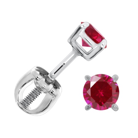 Купить оптом пусеты из серебра с натуральными корундами П340160140-30 от Krasnoe