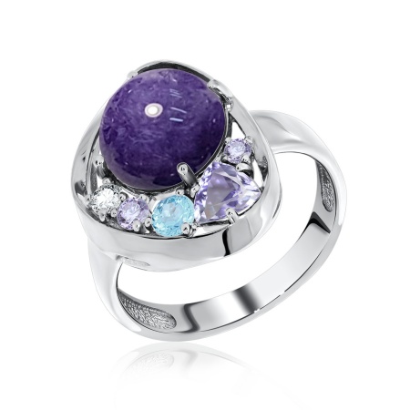 Купить оптом кольцо из серебра с ситаллом, чароитом и фианитами 1340461170-84 от Krasnoe