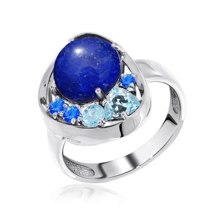 Купить оптом кольцо из серебра с лазуритом, ситаллами и фианитами 1340471170-70 от Krasnoe