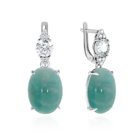 Купить оптом серьги из серебра с амазонитами и фианитами 2340370936 от Krasnoe