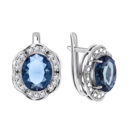 Купить оптом серьги из серебра с кристалл ювелирныйами и фианитами 2340290141-76 от Krasnoe