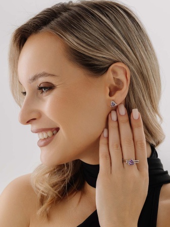 Купить оптом пусеты из серебра с аметистами 2340065543 от Krasnoe