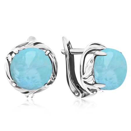 Купить оптом серьги из серебра с ларимарами 2340Л11864 от Krasnoe