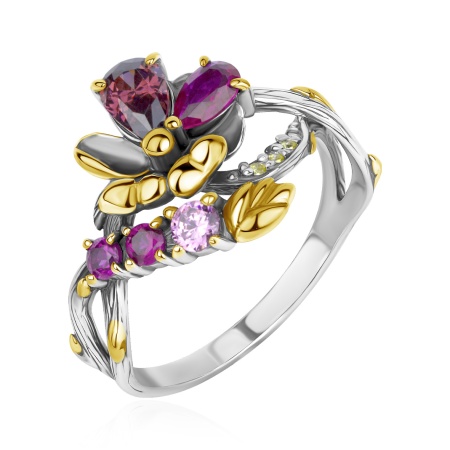 Купить оптом кольцо из серебра с ситаллами и фианитами 1317872129л-107 от Krasnoe