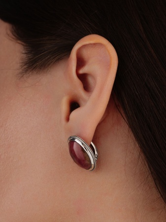 Купить оптом серьги из серебра с родонитами 2310456357 от Krasnoe