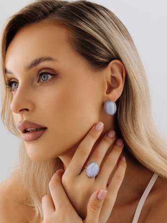 Купить оптом серьги из серебра с агатами 2310396358-84 от Krasnoe