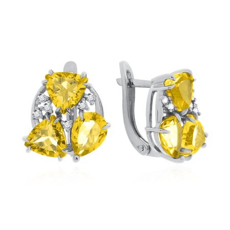 Купить оптом серьги из серебра с цитринами и фианитами 2340851803л от Krasnoe