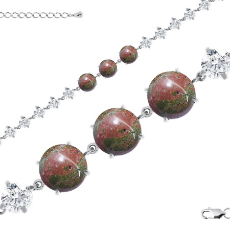 Купить оптом браслет из серебра с яшмой и фианитами 4340302508-18 от Krasnoe