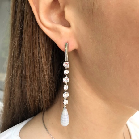 Купить оптом серьги из серебра с агатами и фианитами 2340391512-84 от Krasnoe