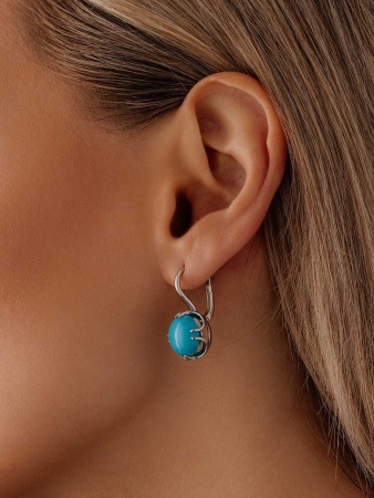 Купить оптом серьги из серебра с бирюзой 2340311930 от Krasnoe