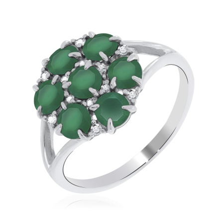 Купить оптом кольцо из серебра с агатами и фианитами 1340391789-60 от Krasnoe