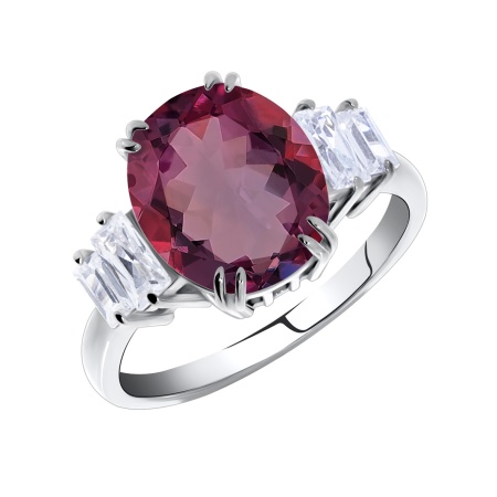 Купить оптом кольцо из серебра с кристаллом ювелирным и фианитами 1340290227-33 от Krasnoe