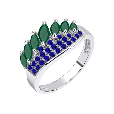 Купить оптом кольцо из серебра с агатами и ситаллами 1348391955л-82 от Krasnoe