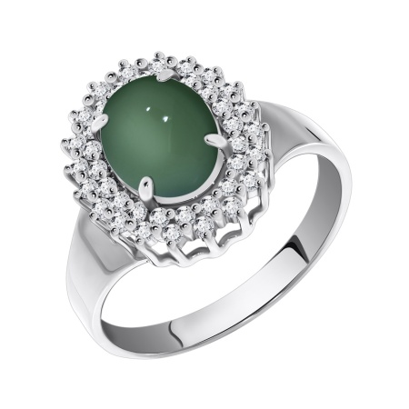Купить оптом кольцо из серебра с халцедоном и фианитами 1340600145л-60 от Krasnoe