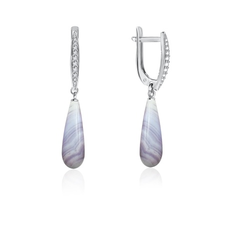 Купить оптом серьги из серебра с агатами и фианитами 2340390336л-84 от Krasnoe