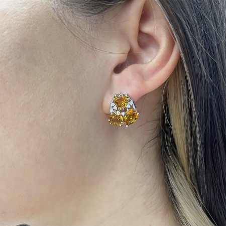 Купить оптом серьги из серебра с цитринами и фианитами 2340851803л от Krasnoe