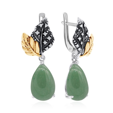 Купить оптом серьги из серебра с нефритами и фианитами 2317352266-1 от Krasnoe