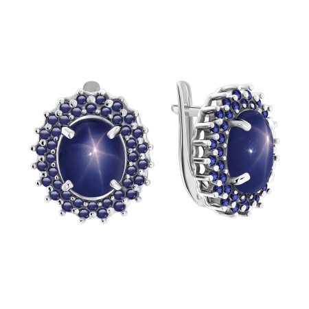 Купить оптом серьги из серебра с сапфир звездчатыйами и наносапфирами 2340940150л-8-81 от Krasnoe