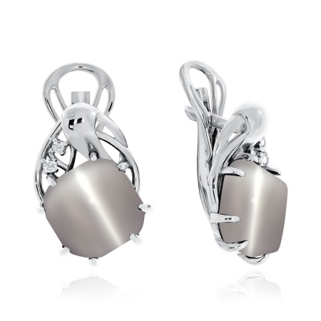 Купить оптом серьги из серебра с кошачий глазами и фианитами 2340260984-21 от Krasnoe