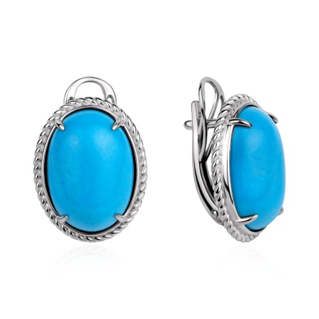 Купить оптом серьги из серебра с бирюзой 2340Б26380 от Krasnoe