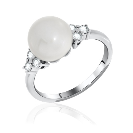 Купить оптом кольцо из серебра с жемчугом и фианитами 1340050802л от Krasnoe