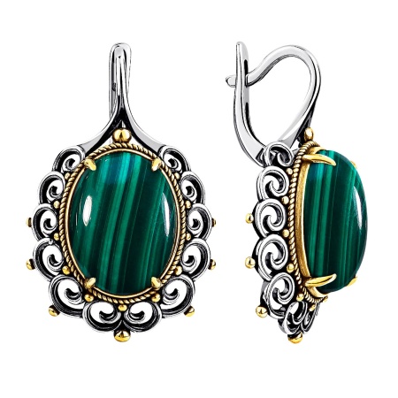 Купить оптом серьги из серебра с малахитами 2317385090 от Krasnoe