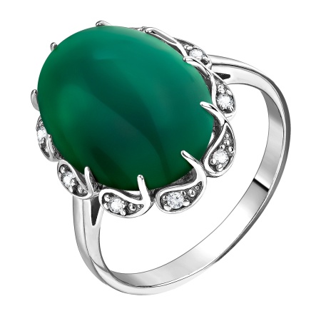 Купить оптом кольцо из серебра с агатом и фианитами 1340395114л-60 от Krasnoe