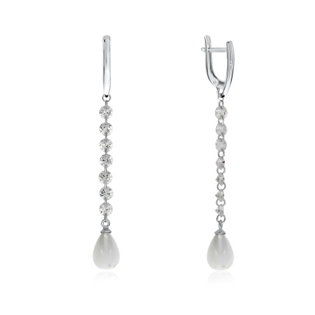 Купить оптом серьги из серебра с жемчугами и фианитами 2340050613 от Krasnoe