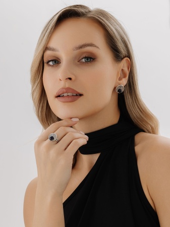 Купить оптом серьги из серебра с синтетическими авантюринами 2310361982 от Krasnoe