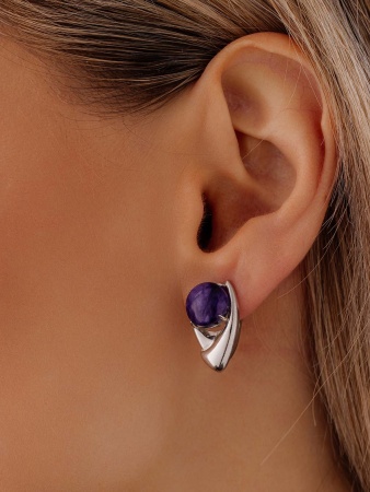 Купить оптом серьги из серебра с чароитами 2340462360 от Krasnoe