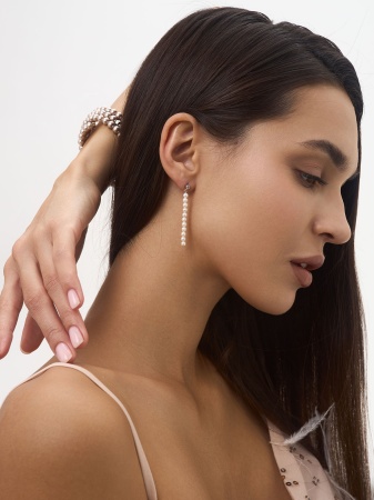 Купить оптом пусеты из серебра с фианитами и жемчугами 2340245315 от Krasnoe