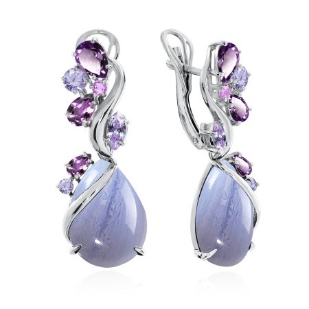 Купить оптом серьги из серебра с агатами и фианитами 2340390876-2 от Krasnoe