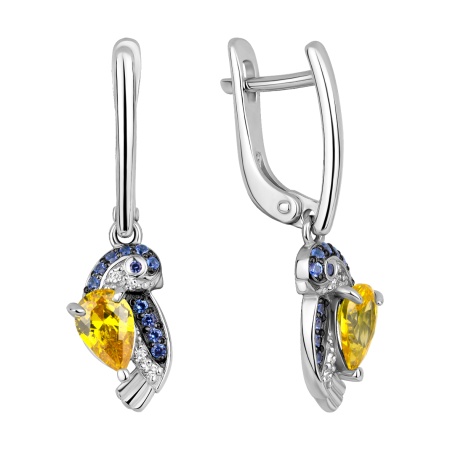 Купить оптом серьги из серебра с фианитами и ситаллами 2348875314-53 от Krasnoe