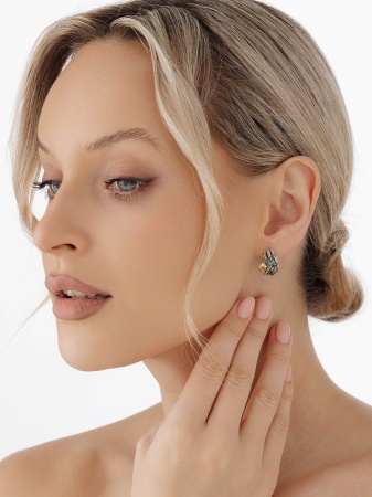 Купить оптом серьги из серебра с фианитами и ситаллами 2317872124л-108 от Krasnoe