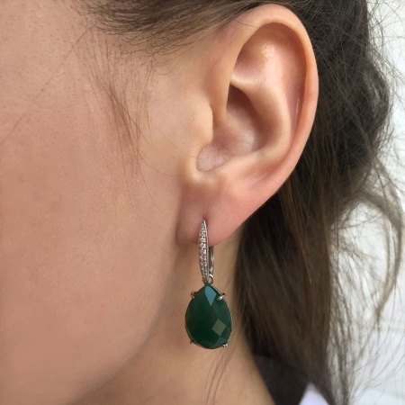 Купить оптом серьги из серебра с агатами и фианитами 2340390504л-60 от Krasnoe