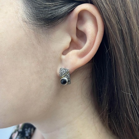 Купить оптом серьги из серебра с обсидианами 2317321367-20 от Krasnoe