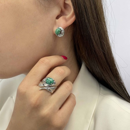 Купить оптом серьги из серебра с амазонитами 2310371601 от Krasnoe