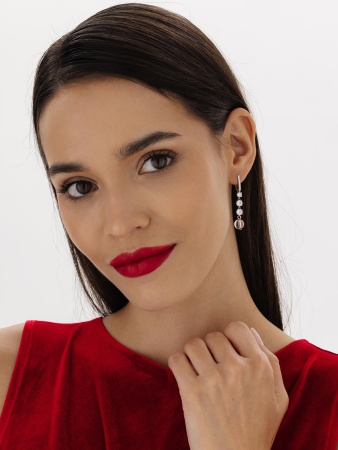 Купить оптом серьги из серебра с хрусталём и фианитами 2340521510 от Krasnoe