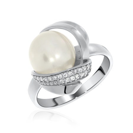 Купить оптом кольцо из серебра с жемчугом и фианитами 1340050861л от Krasnoe