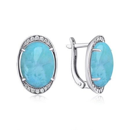 Купить оптом серьги из серебра с ларимарами и фианитами 2340Л11968л от Krasnoe