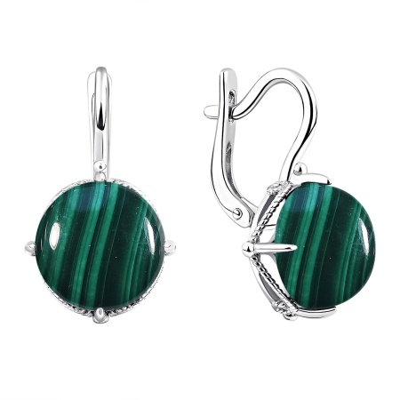 Купить оптом серьги из серебра с малахитами 2340385040 от Krasnoe
