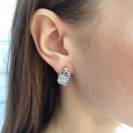 Купить оптом серьги из серебра с кошачий глазами и фианитами 2340260984-21 от Krasnoe