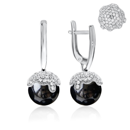 Купить оптом серьги из серебра с агатами и фианитами 2340390849л-20 от Krasnoe